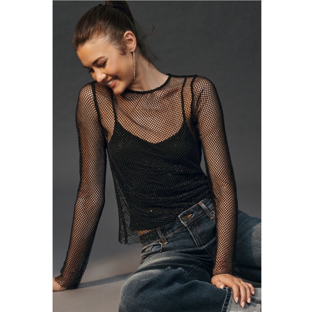 Anthropologie Long Sleeve Beaded Top NEW